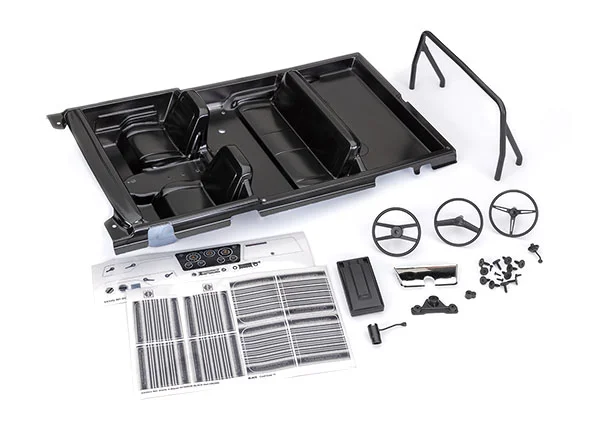 Traxxas Interior, Chevrolet Blazer (1969 -1972) (black) (includes rollbar, gauge bezel, steering wheel and column, shifter, armrest, decals) (fits 9111, 9112, 9130, or 9131 series bodies) (9111 or 9112 series bodies require 9128 body cag — image 5 of 5