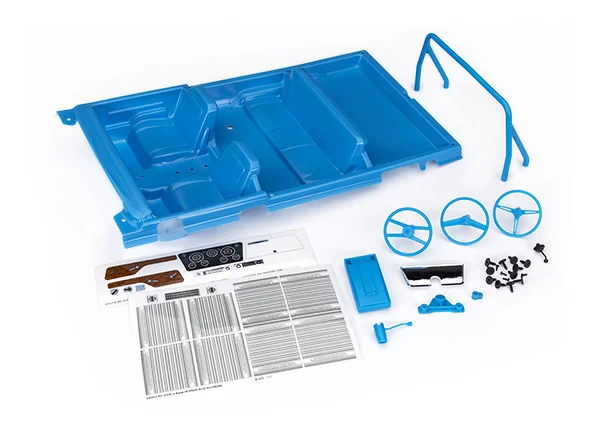 Traxxas Interior, Chevrolet Blazer (1969 -1972) (blue) (includes rollbar, gauge bezel, steering wheel and column, shifter, armrest, decals) (fits 9111, 9112, 9130, or 9131 series bodies) (9111 or 9112 series bodies require 9128 body cage — image 5 of 5