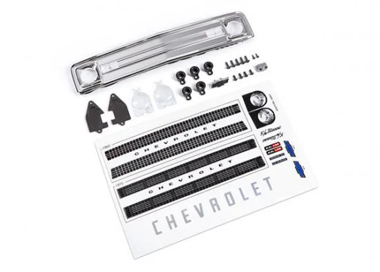 Traxxas Grille, Chevrolet Blazer (1969 - 1970)/ grille retainers (5)/ headlight housing (2)/ headlight lens (2)/ turn signal lens (2)/ hood emblem/ hood emblem mount/ 26x8 BCS (5)/ 25x6 BCS (4)/ 16x5 BCS (self-tapping) (2 &mdash; image 2 of 2