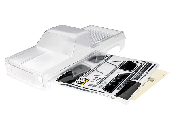 Traxxas Body, Chevrolet K10 Truck (1979) (clear, requires painting)/ decals/ window masks (includes grille, side mirrors, door handles, windshield wipers, clipless mounting, hardware) (requires 9288 inner fenders) — image 2 of 2