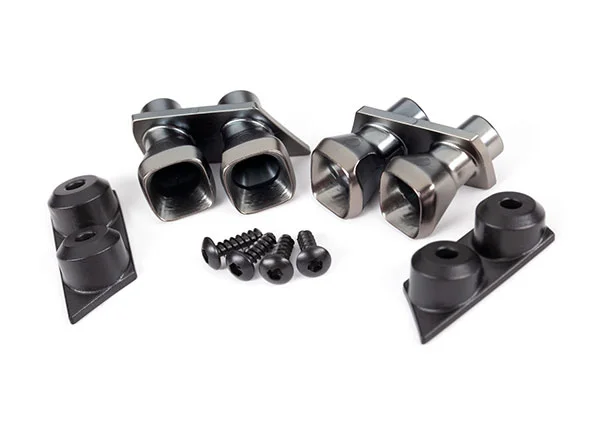 Traxxas Exhaust tips (2) / exhaust tip mounts (2) / 26X8 BCS (4) — image 2 of 2