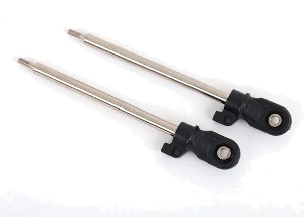 Traxxas Shock shaft, 80mm (GT-MAXX) (steel, chrome finish) (2) (assembled with rod ends and steel hollow balls) — image 2 of 2
