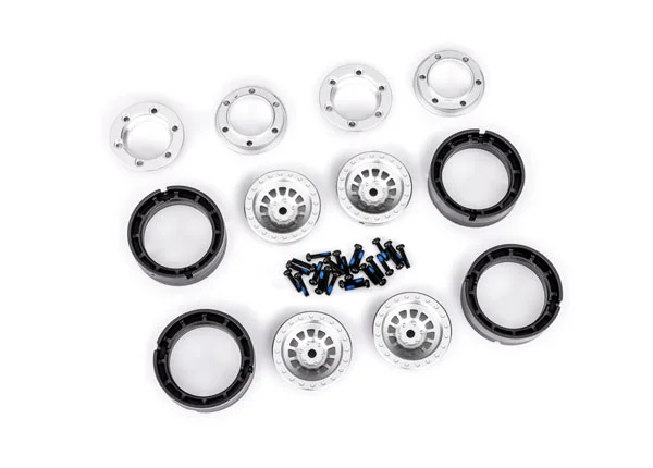 Traxxas Wheels, 1.0, 6061-T6 aluminium (silver-anodised) (4)/ 2x8mm BCS (24) &mdash; image 2 of 2