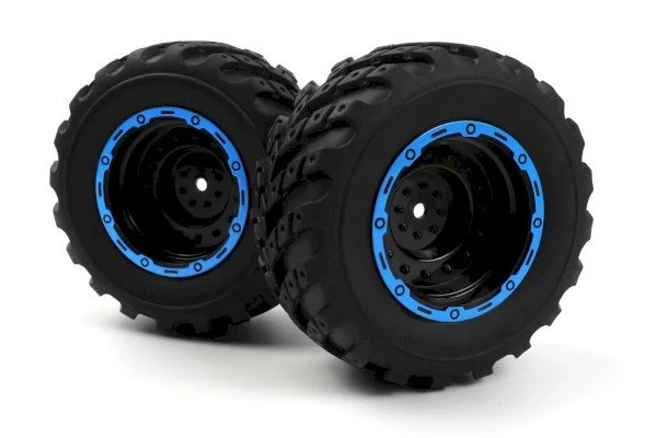 Smyter MT Wheels/Tires Assy (Black/Blue/2pcs) &mdash; image 2 of 2