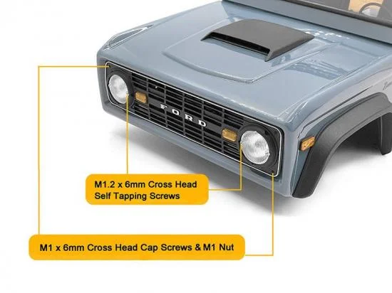 Front Grille and Lenses for Axial SCX10 III Early Ford Bronco (Black) RC4WD — image 5 of 5