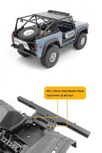 KS Rear Metal Bumper for Axial SCX10 III Early Ford Bronco (Black) RC4WD — image 4 of 4