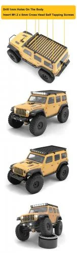 Flat Roof Rack w/ LED for Axial SCX24 Jeep Wrangler JLU RC4WD — image 4 of 5