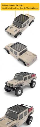 Flat Roof Rack w/ LED for Axial SCX24 JT Gladiator RC4WD — image 5 of 6