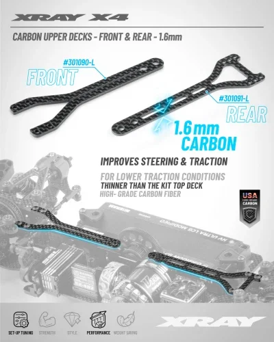 XRay X426 Carbon Upper Deck - Split Rear - 1.6mm &mdash; image 2 of 2