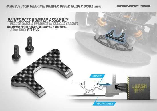 XRay T4 20 Graphite Bumper Upper Holder Brace 3.0mm &mdash; image 2 of 2