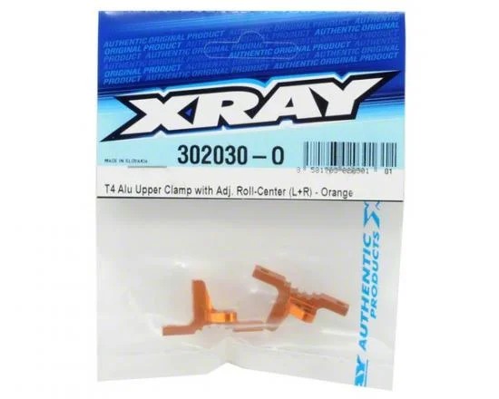 XRay T4 Aluminium Upper Clamp With Adj. Roll-Center (L+R) - Orange — image 2 of 2