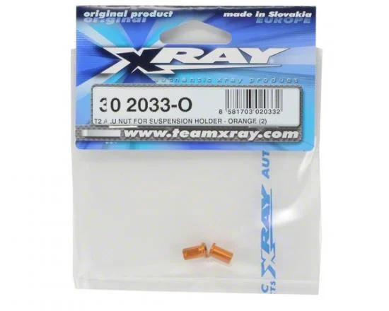 XRay T2 Aluminium Nut For Susp. Holder - Orange (2) &mdash; image 2 of 3