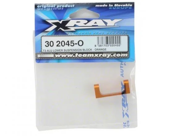 XRay T3 Aluminium Lower Suspension Block - Orange — image 2 of 3
