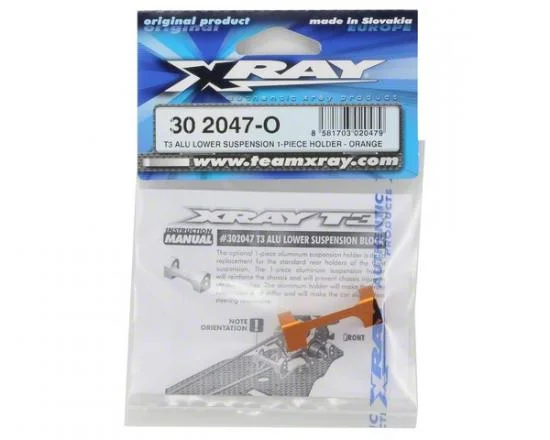 XRay T3 Aluminium Lower Suspension 1 Piece Holder - Orange — image 3 of 4