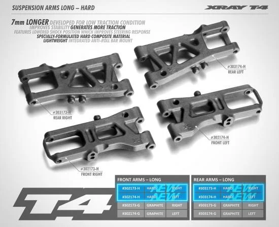 XRay Front Suspension Arm Long Left - Hard &mdash; image 2 of 2