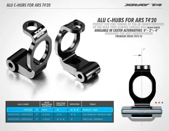 XRay T4 20 Aluminium C-Hub For Ars - Left - 4 Deg &mdash; image 2 of 2