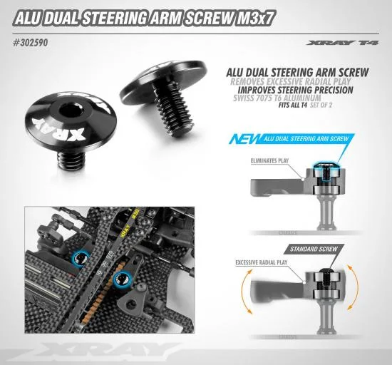 XRay Aluminium Dual Servo Saver Screw M3X7 - Swiss 7075 T6 (2) — image 2 of 3