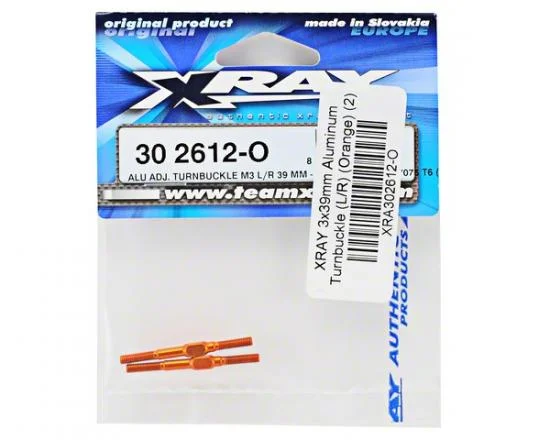 XRay Aluminium Adj. Turnbuckle M3 L/R 39 mm - Orange - Swiss 7075 T6 (2) &mdash; image 3 of 3