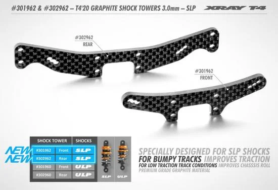 XRay T4 20 Slp Graphite Shock Tower Rear 3.0mm — image 2 of 2