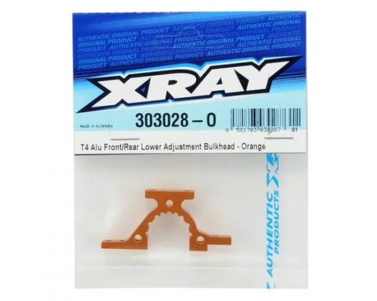 XRay T4 Aluminium Front/Rear Lower Adjustment Bulkhead - Orange — image 2 of 2