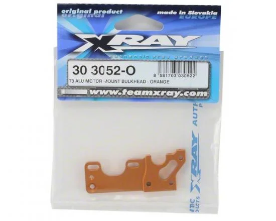 XRay T3 Aluminium Motor Mount Bulkhead - Orange — image 2 of 3