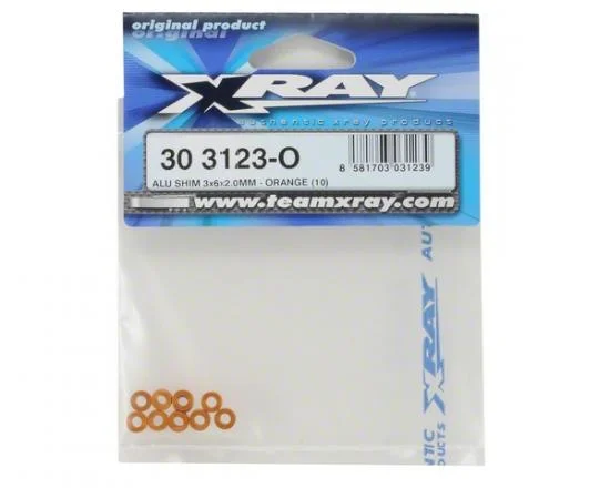 XRay Aluminium Shim 3X6X2.0mm - Orange (10) — image 2 of 3