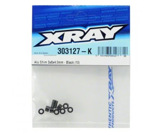 XRay Aluminium Shim 3X6X4.0mm - Black (10) — image 2 of 2