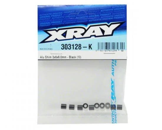 XRay Aluminium Shim 3X6X6.0mm - Black (10) &mdash; image 2 of 2
