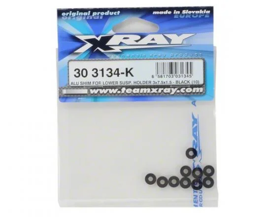 XRay Aluminium Shim For Lower Susp. Holder 3X7.5X1.5 - Black (10) — image 2 of 3