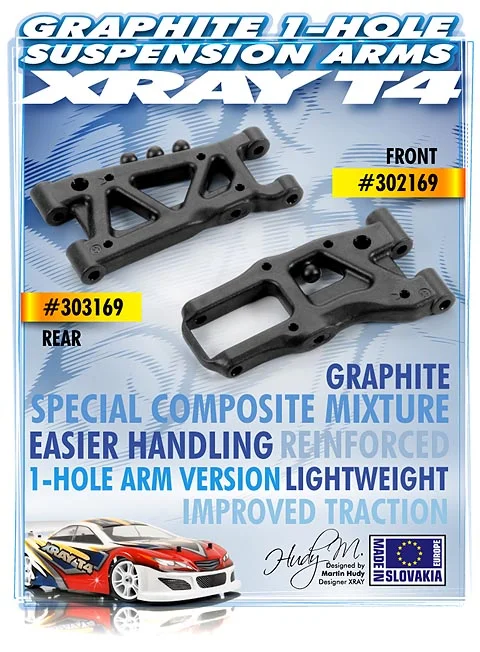 XRay Front Suspension Arm - Graphite - 1-Hole
