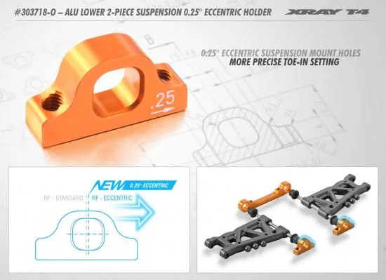 XRay Aluminium Lower 2 Piece Suspension 0.25 Eccentric Holder — image 2 of 2