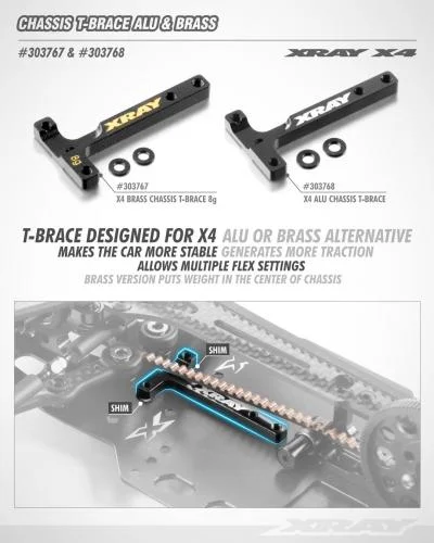 XRay X4 Brass Chassis T-Brace 10G — image 2 of 2