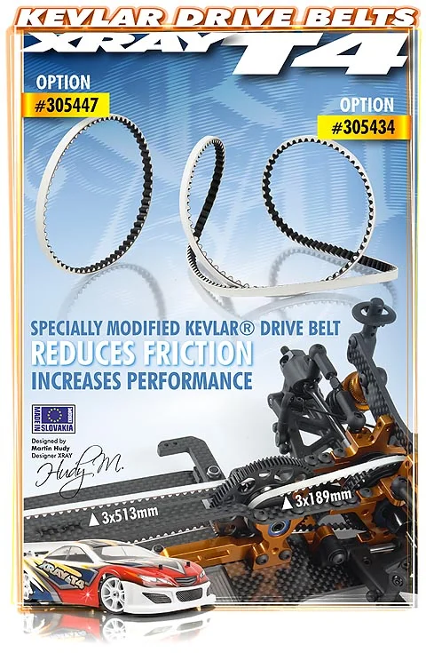 XRay High-Performance Low Friction Kevlar Drive Belt Front 3 X 513 mm ** CLEARANCE **