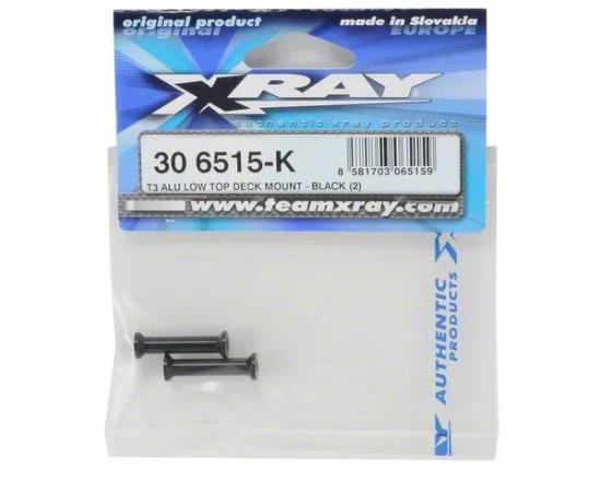 XRay T3 Aluminium Low Top Deck Mount - Black (2) &mdash; image 2 of 3