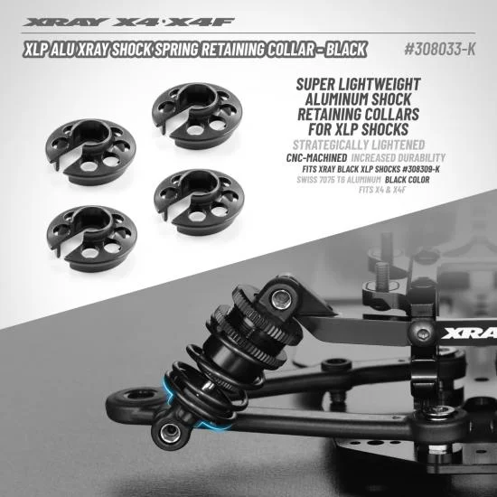 XLP Aluminium XRay Shock Spring Retaining Collar - Black (4) — image 2 of 2