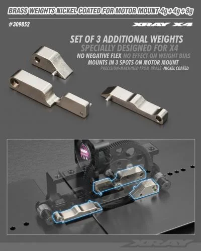 XRay X4 Brass Weight Nickel Coated For Motor Mount 4G 4G 8G — image 2 of 2