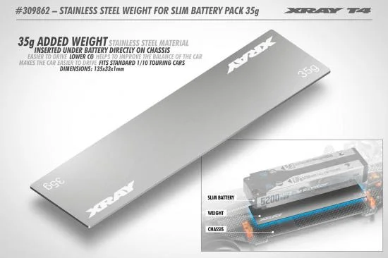 XRay Stainless Steel Weight For Slim Battery Pack 35G — image 2 of 2