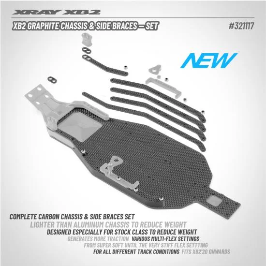 XRay XB2 Graphite Chassis And Side Braces - Set — image 2 of 3