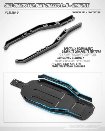 XRay Composite Chassis Side Guards For Bent Sides Chassis L R - Graphite — image 2 of 4