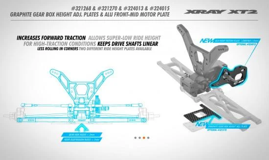 XRay XT2 Graphite Gear Box Height Adjustment Plate — image 2 of 3