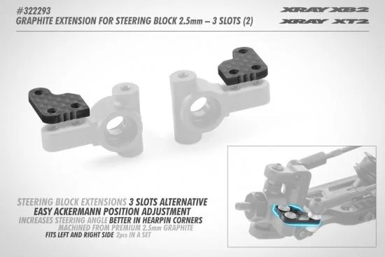 XRay Graphite Extension For Steering Block (2) - 3 Slots — image 2 of 2