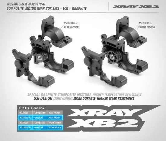 XRay Composite Rear Motor Gear Box - LCG - Graphite - Set &mdash; image 3 of 3