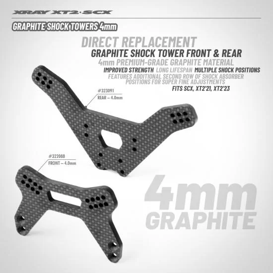 XRay Xt223/SCX23 Graphite Shock Tower - Front - 4.0mm — image 2 of 2