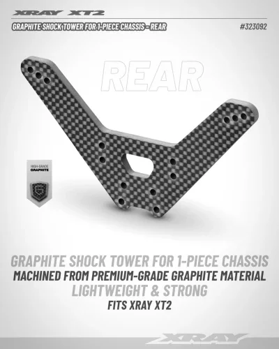 XRay XT2 Graphite Shock Tower For 1-Pieche Chassis - Rear &mdash; image 2 of 2