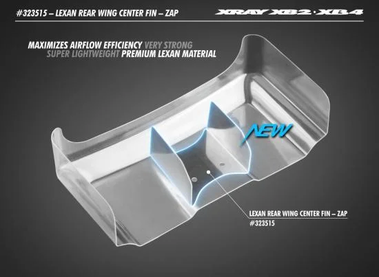 XRay Lexan Rear Wing Center Fin - Zap (2) &mdash; image 3 of 3
