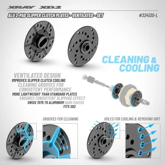 XRay Aluminium 2-Pad Slipper Clutch Plates - Ventilated - Set — image 2 of 2