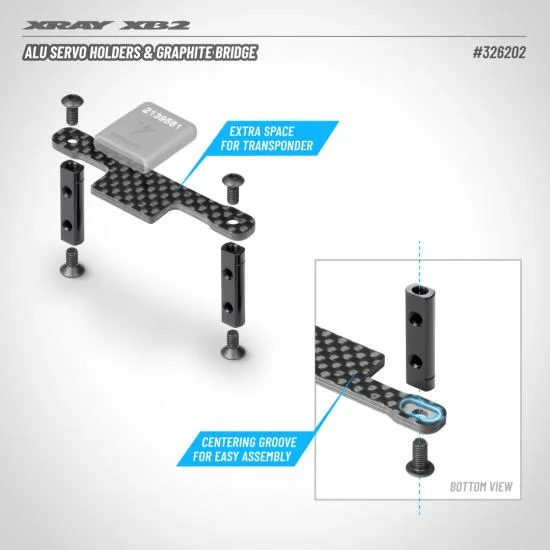 XRay Aluminium Servo Holders And Graphite Bridge — image 2 of 3