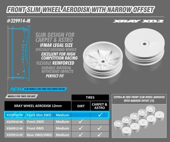 XRay 2WD Front Slim Wheel Aerodisk With Narrow Offset - White (2) — image 2 of 2