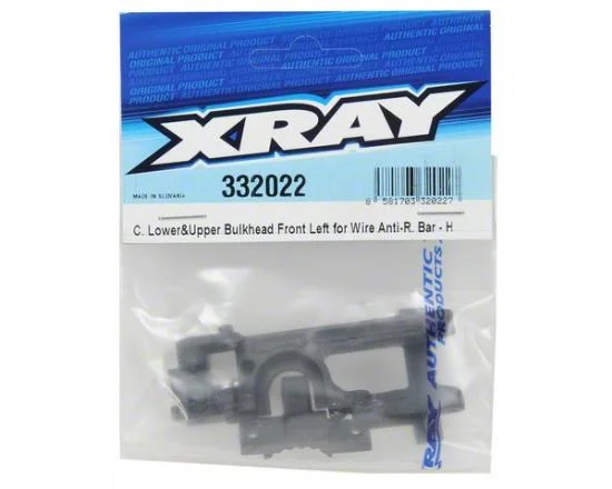 XRay Composite Lower + Upper Bulkhead Front Left For Wire Anti-Roll Bar - Hard — image 3 of 4