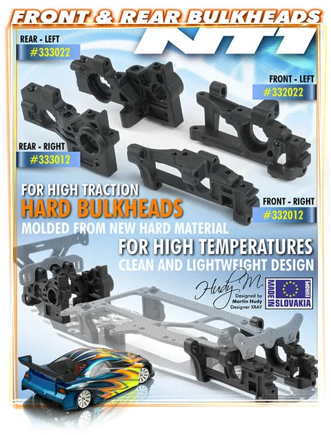 XRay Composite Lower + Upper Bulkhead Rear Left - Extra Roll Center - Hard